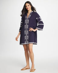 Passport Blue Woven Embroidered Swim Cover-Up
