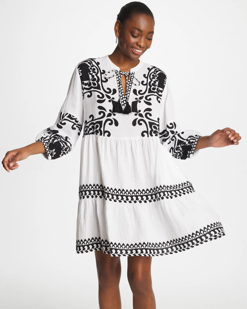 Alabaster Woven Printed Swim Cover-Up Dress