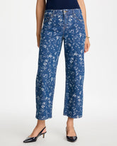 Indigo Girlfriend Wide Floral Crop Jean
