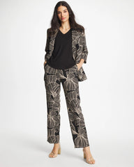 Black Ginkgo Crepe Tapered Ankle Pants