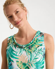 Topanga Green Tropical Jersey Satin Tank Top