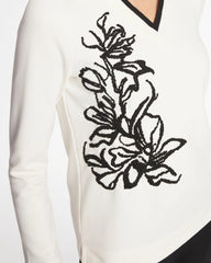 Ecru Zenergy® Double-Knit Applique Top