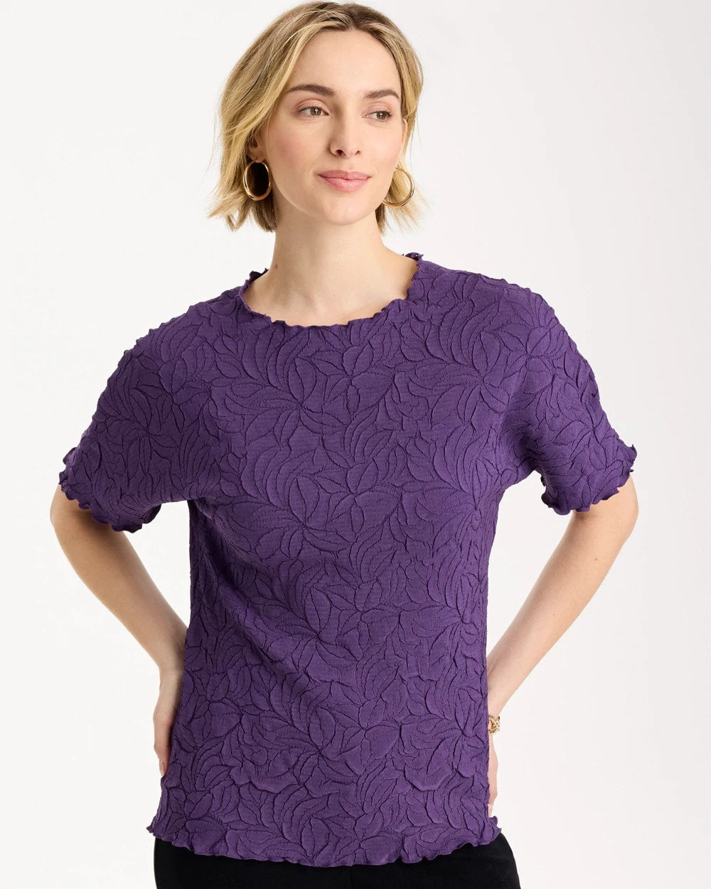 Rich Amethyst Travelers™ Embossed Pullover Top