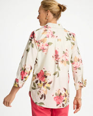 Hot Honeysuckle No Iron™ Printed Stretch Shirt