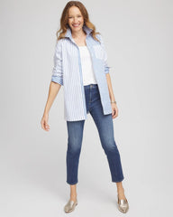Tidal Blue No Iron™ Stripe Mix Tunic