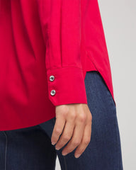 Carmine Red No Iron™ Rhinestone Button Shirt