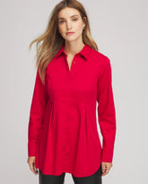 Carmine Red No Iron™ Peplum Pleated Shirt