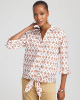 Siesta Rose No Iron™ Tie-Front Geo-Print Shirt