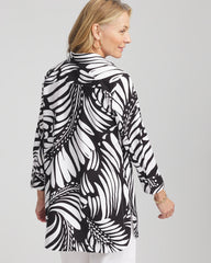 Black No Iron™ Printed Palms Button Down Tunic