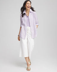 Plum Shade No Iron™ Plum Striped Linen Shirt
