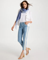 Indigo Girlfriend Ticking Stripe Crop Jeans