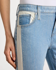 Indigo Girlfriend Ticking Stripe Crop Jeans