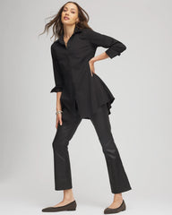 Black Coated Girlfriend Cropped Flared Jeans