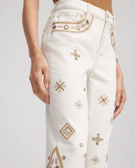 Sea Salt Embellished Girlfriend Slim Ankle Jeans
