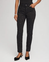 Black Stone Embellished Girlfriend Slim Ankle Jeans