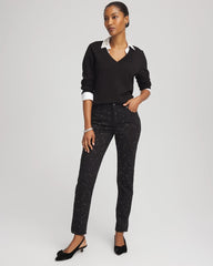 Black Stone Embellished Girlfriend Slim Ankle Jeans