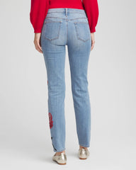 Poppy Indigo Placed Floral Girlfriend Slim Ankle Jeans
