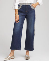 Eclipse Indigo Girlfriend Cropped Colorblock Wide-Leg Jeans