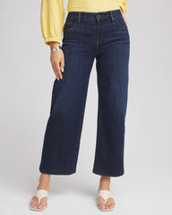 Dark Sapphire Indigo Girlfriend Wide-Leg Cropped Jean