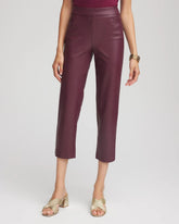 Blackened Burgundy Faux Leather Brigitte™ Pull-On Cropped Pants