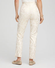 English Cream Juliet Golden Foiled Slim Ankle Pants