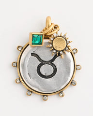 Mixed Metals Taurus Zodiac Charm Pendant
