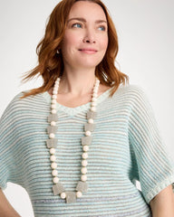 Neutral Long Geo Beaded Necklace