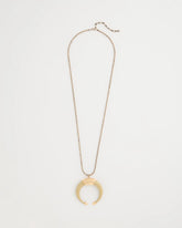 Neutral Long Horn Pendant Necklace