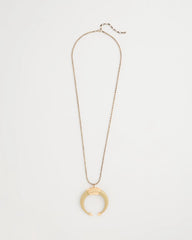 Neutral Long Horn Pendant Necklace