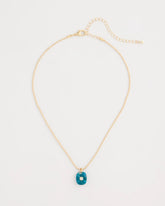 Teal Genuine Jade Stone Pendant Necklace