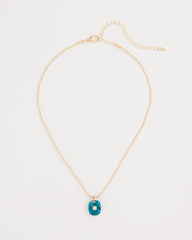 Teal Genuine Jade Stone Pendant Necklace