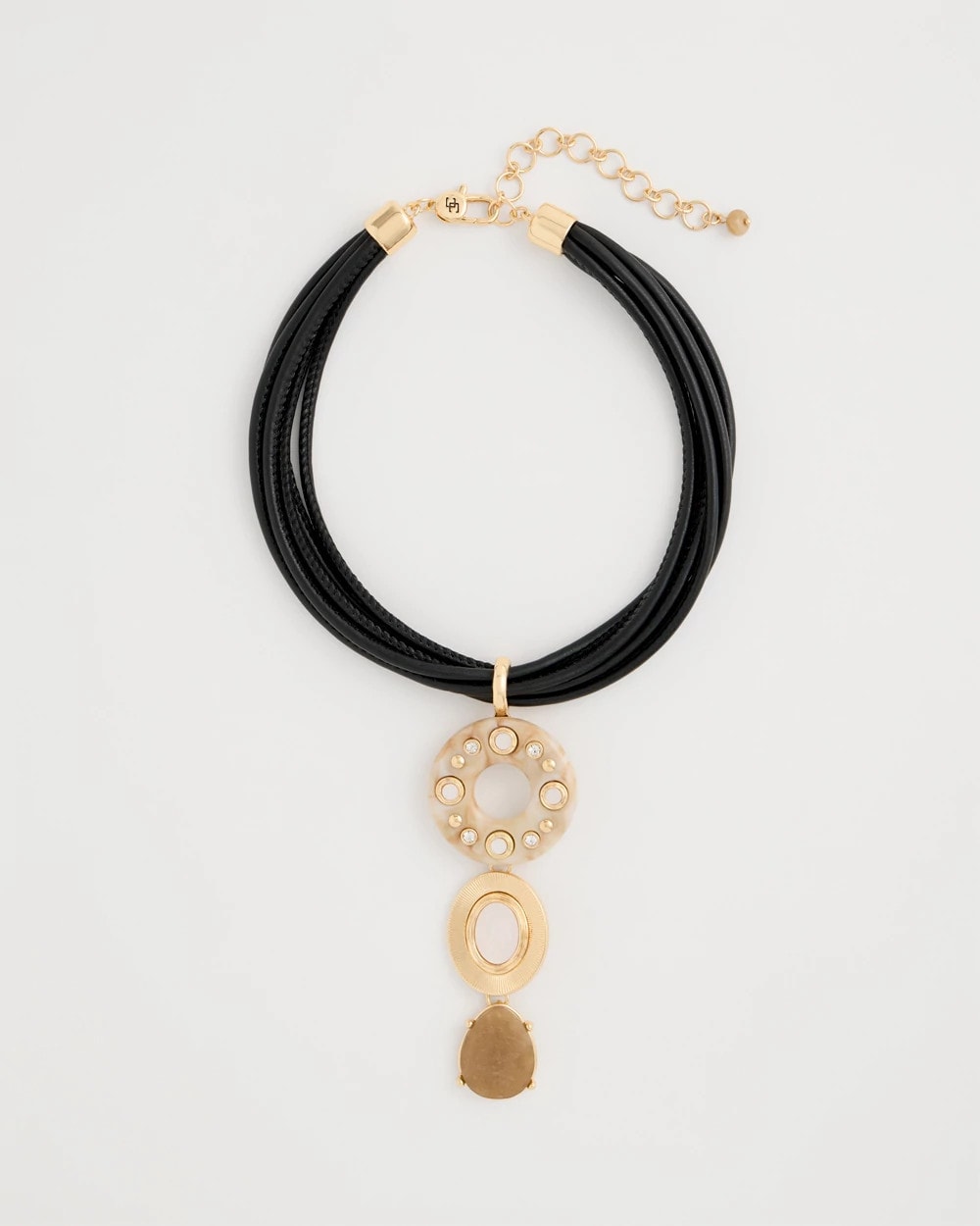 Neutral Embellished Linear Corded Necklace