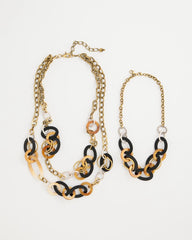 Neutral Triple Strand Convertible Resin Necklace