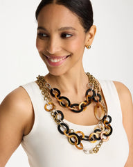 Neutral Triple Strand Convertible Resin Necklace