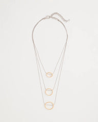 Mixed Metals Mixed Metal Triple Circle Pendant Necklace