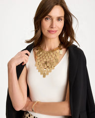 Gold Chico's Originals Hammered Bib Necklace