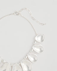 Silver Shiny Silvertone Bib Necklace