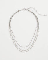 Silver Pearlescent Bead Ball Short Necklace