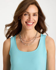 Silver Pearlescent Bead Ball Short Necklace