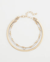 Mixed Metals Mixed Metal Link Triple-Strand Necklace