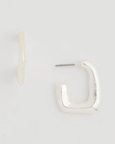 Silver Mini Silvertone Square Earrings