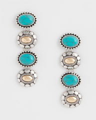 Turquoise Turquoise Mixed Metal Linear Earrings