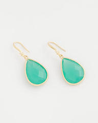 Green Green Teardrop Fishwire Earrings