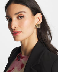 Gold Gold Fan Clip On Earrings