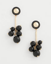 Black Linear Black Bead Cluster Earrings
