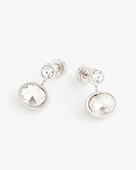 Silver Silvertone Bezel Stud Earrings