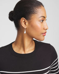 Silver No Droop™ Silver Tone Teardrop Threader Earrings