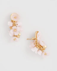 Pink Pink Flower Cluster Drop Earrings