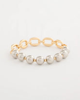Mixed Metals Mixed Metal Chain Bead Stretch Bracelet