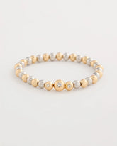 Mixed Metals Mixed Metal Beaded Stretch Bracelet
